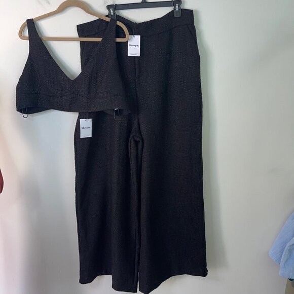 Showpo Adelaide Two Piece Wide Leg Pant And Crop Top Set Size 16 Black New - Picture 13 of 15